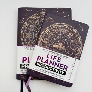 Life Planner Productivity Hardcover - Purple with Rose Gold Zodiac Design